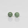 Vintage Green Jade 8mm Ball 14k Gold Stud Earrings