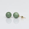 Vintage Green Jade 8mm Ball 14k Gold Stud Earrings