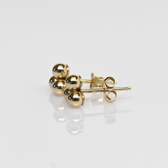 Three Ball Cluster Gold Stud Earrings