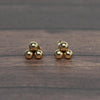 Three Ball Cluster Gold Stud Earrings