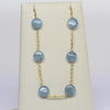 Vintage Aquamarine Bead Cable Chain 24" 1.5mm 14K Yellow Gold Station Necklace