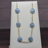 Vintage Aquamarine Bead Cable Chain 24" 1.5mm 14K Yellow Gold Station Necklace