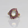 Victorian Moonstone & Ruby 14k Yellow Gold Ring