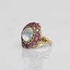 Victorian Moonstone & Ruby 14k Yellow Gold Ring