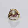 Victorian Moonstone & Ruby 14k Yellow Gold Ring