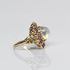 Victorian Moonstone & Ruby 14k Yellow Gold Ring