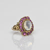 Victorian Moonstone & Ruby 14k Yellow Gold Ring