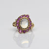 Victorian Moonstone & Ruby 14k Yellow Gold Ring