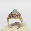 Victorian Moonstone & Ruby 14k Yellow Gold Ring