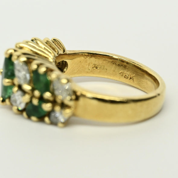 Marquise Columbian Emerald and Diamond 18k Gold Ring