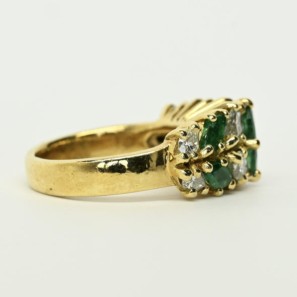 Marquise Columbian Emerald and Diamond 18k Gold Ring