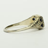 Art Deco Old European Diamond Blue Sapphire Tri 20K White Gold Engagement Ring