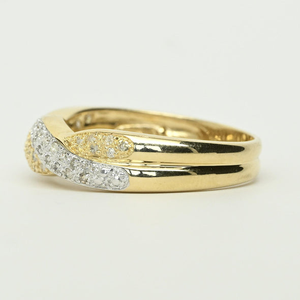 Diamond White Yellow 14k Gold Twist Braided Band