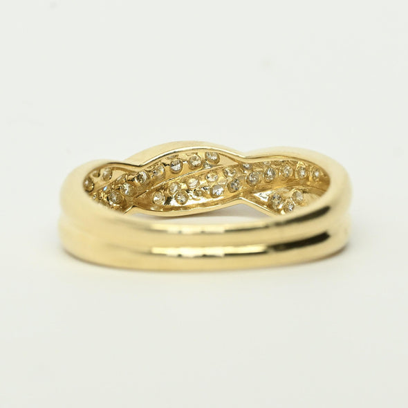 Diamond White Yellow 14k Gold Twist Braided Band