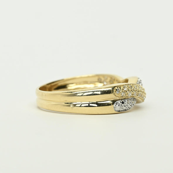 Diamond White Yellow 14k Gold Twist Braided Band