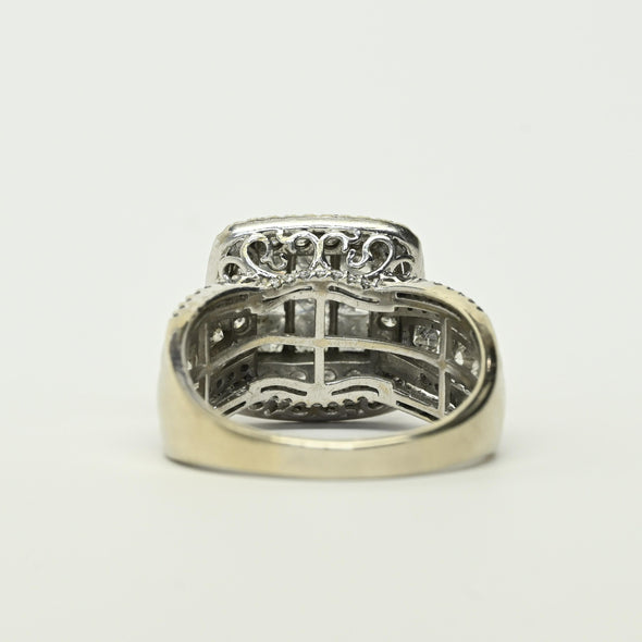 4cttw Invisible Set Diamond Halo White Gold Engagement Ring