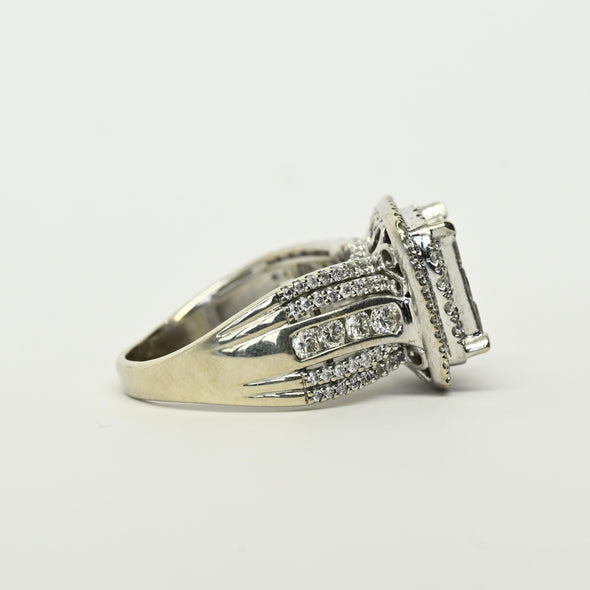4cttw Invisible Set Diamond Halo White Gold Engagement Ring