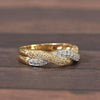 Diamond White Yellow 14k Gold Twist Braided Band