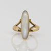 Vintage Opal Long Oval Bezel Set 18K Yellow Gold Ring