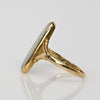 Vintage Opal Long Oval Bezel Set 18K Yellow Gold Ring