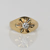 Victorian Old European Cut Diamond Floral Belcher 14K Yellow Gold Ring