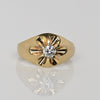 Victorian Old European Cut Diamond Floral Belcher 14K Yellow Gold Ring