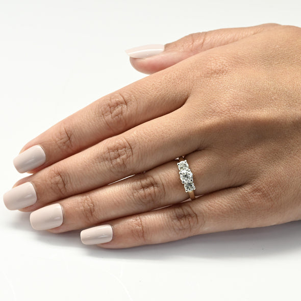 1.22ctw Round Brilliant Diamond  Yellow Gold & Platinum3 Stone Ring