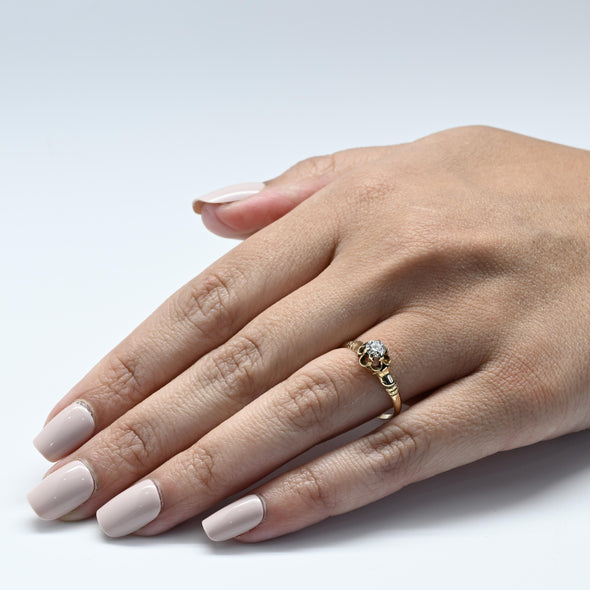 Victorian Old European Cut Diamond Buttercup Gold Solitaire Ring