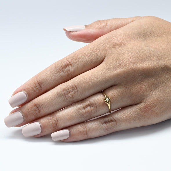 Victorian Pearl Belcher 14K Gold Solitaire Ring