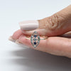 Sapphire & Diamond Navette Art Deco Pin Conversion Ring in 14k Gold & Platinum