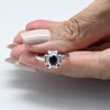 Art Deco Blue Sapphire Oval 18K White Gold Ring
