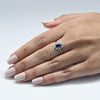 Antique Platinum Sapphire and Diamond Filigree Ring