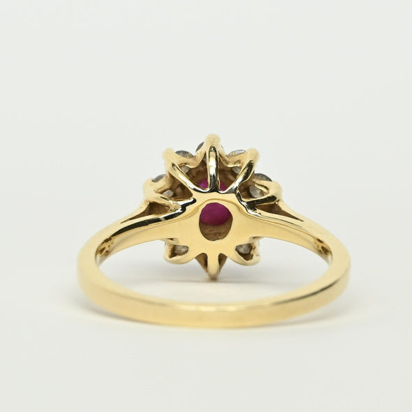 Ruby & Diamond 14K Gold Cluster Ring