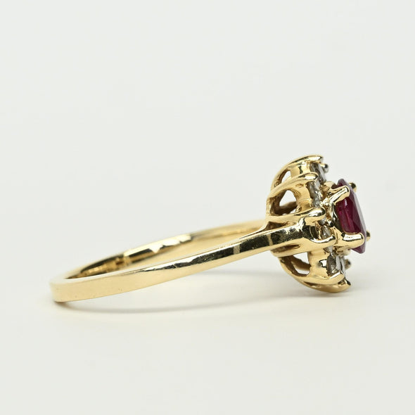 Ruby & Diamond 14K Gold Cluster Ring