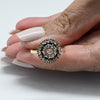 Antique Victorian 14K Rose Cut Diamond Double Halo Cluster Ring