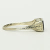 1927 Art Deco Old Euro Diamond Sapphire 20K White Gold Engagement Ring
