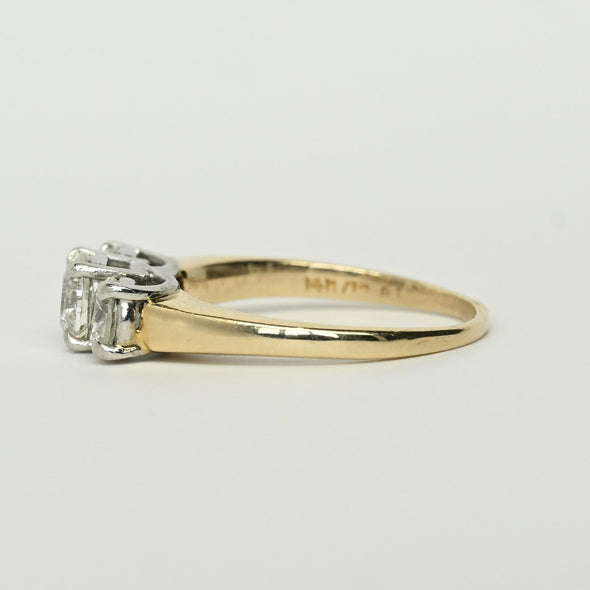 1.22ctw Round Brilliant Diamond  Yellow Gold & Platinum3 Stone Ring