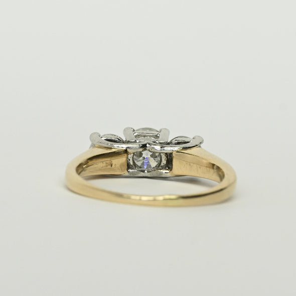 1.22ctw Round Brilliant Diamond  Yellow Gold & Platinum3 Stone Ring