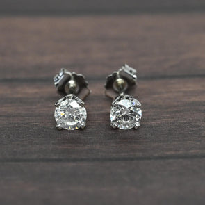 0.50cttw Natural Diamond Round Brilliant 14k White Gold Stud Earrings