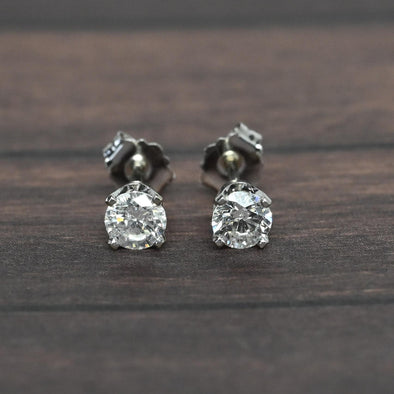0.50cttw Natural Diamond Round Brilliant 14k White Gold Stud Earrings