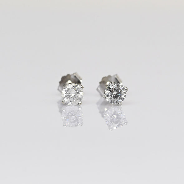 0.50cttw Natural Diamond Round Brilliant 14k White Gold Stud Earrings