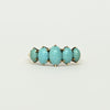 Antique Victorian Five-Stone Turquoise Ring with Talon Prongs in Yellow Gold