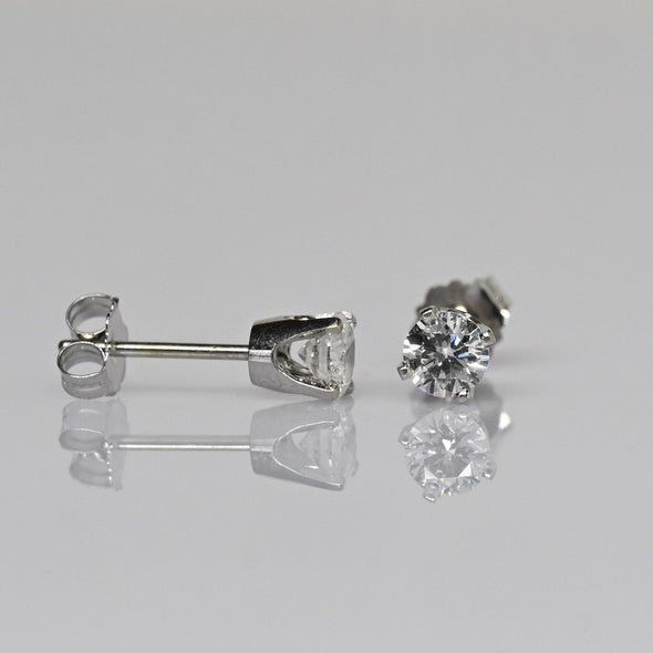 0.50cttw Natural Diamond Round Brilliant 14k White Gold Stud Earrings