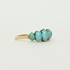 Antique Victorian Five-Stone Turquoise Ring with Talon Prongs in Yellow Gold