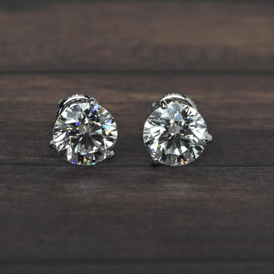 New 4.12ctw Round Diamond E VVS Lab Grown 14k White Gold Stud Earrings