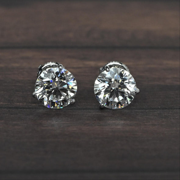 New 4.12ctw Round Diamond E VVS Lab Grown 14k White Gold Stud Earrings