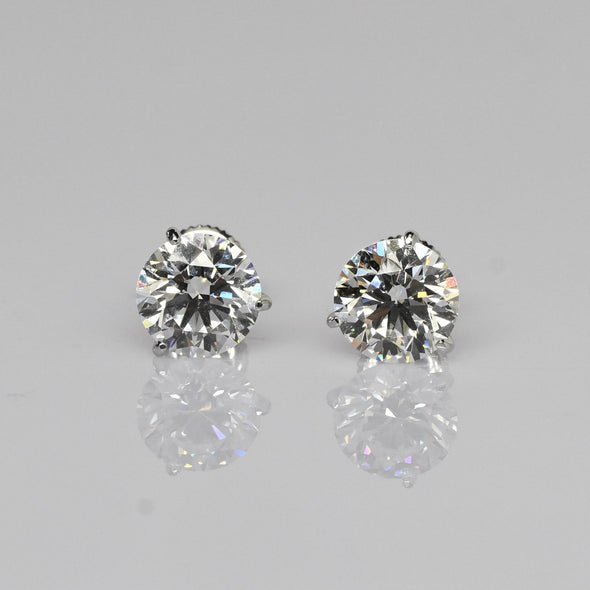 New 4.12ctw Round Diamond E VVS Lab Grown 14k White Gold Stud Earrings