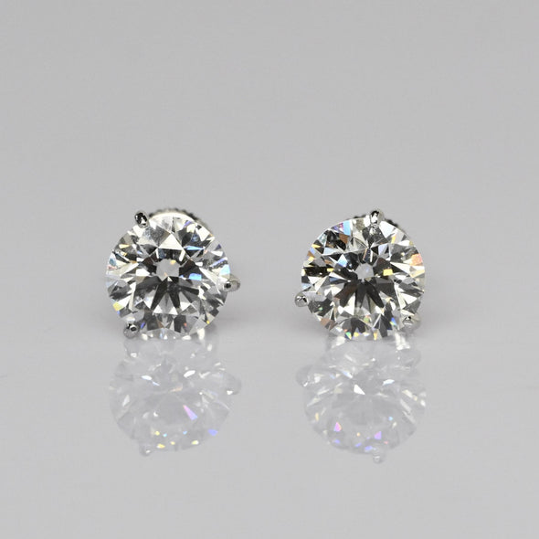New 4.12ctw Round Diamond E VVS Lab Grown 14k White Gold Stud Earrings