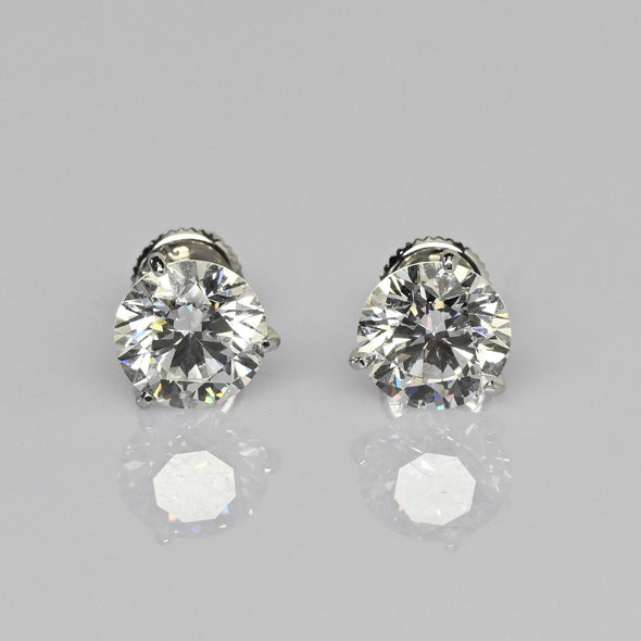 New 4.12ctw Round Diamond E VVS Lab Grown 14k White Gold Stud Earrings