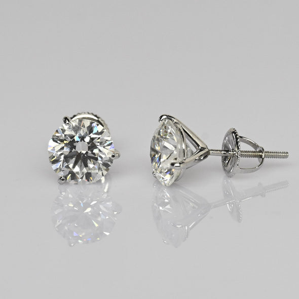 New 4.12ctw Round Diamond E VVS Lab Grown 14k White Gold Stud Earrings